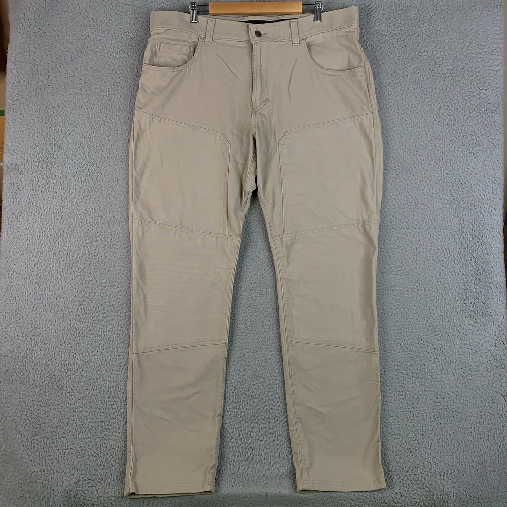 Origin Canvas Pant Mens 40x32 Beige Straight Stretch Double Knee Thrive Workwear